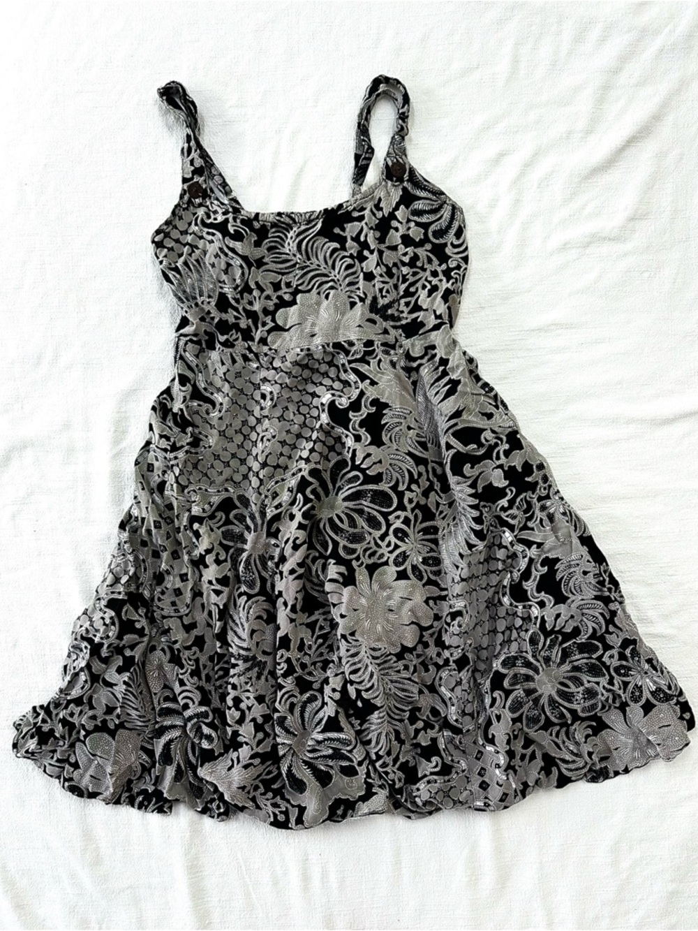 Y2K Black Silver/Grey Mini Dress Fairy Grunge By Cheeky — Girly Goth Small
